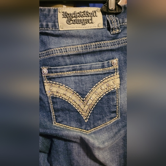 Rock N Roll Cowgirl Stylish Blue Jeans for Women 21 Length 34 Waist - Picture 2 of 5